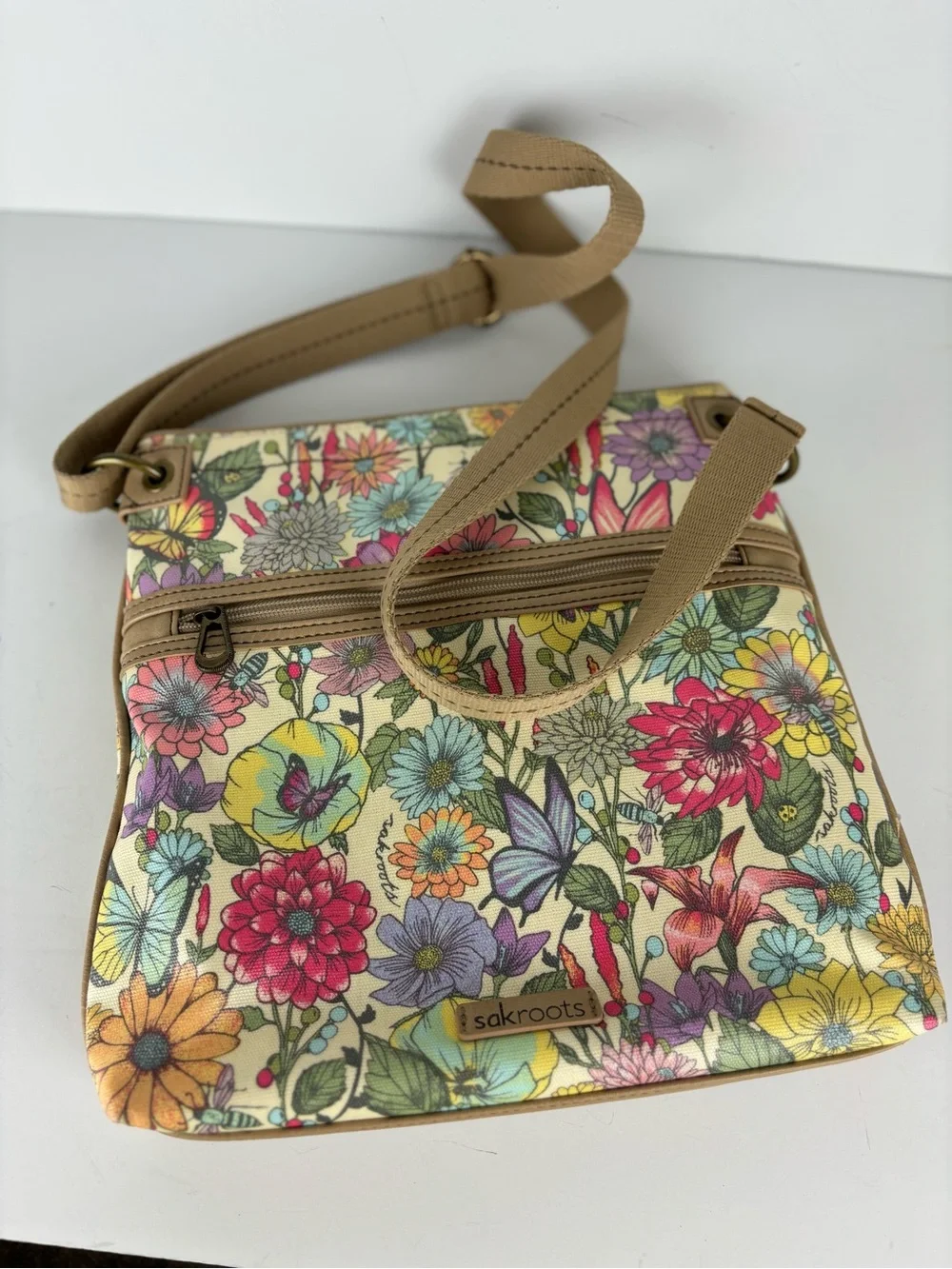 Sakroots Crossbody Bag-Colorful Floral Print-EUC
